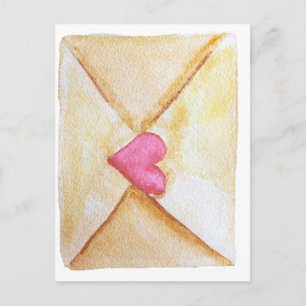 Postal Corazón de acuarela romántica