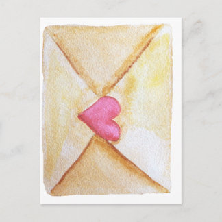 Postal Corazón de acuarela romántica