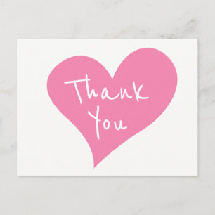 Postal Corazón de agradecimiento nupcial rosa, ducha nupc