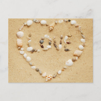 Postal Corazón de amor de la concha de mar
