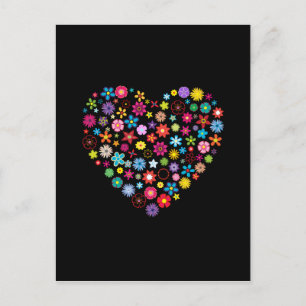 Postal Corazón de amor floral