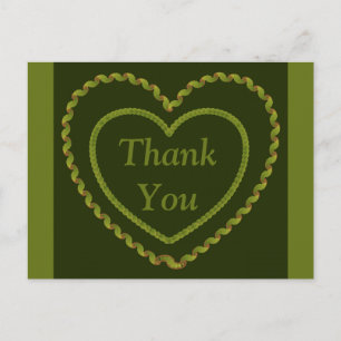 Postal Corazón de amor gracias verde - Boda
