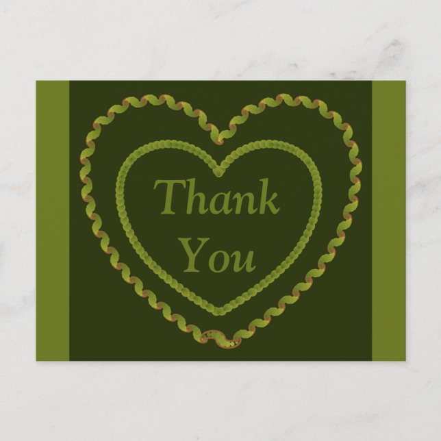 Postal Corazón de amor gracias verde - Boda (Anverso)