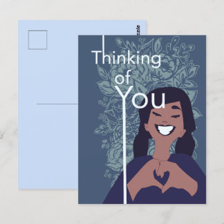 Postal Corazón de amor lindo con patrón floral pensando e