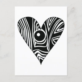 Postal Corazón de amor negro y blanco