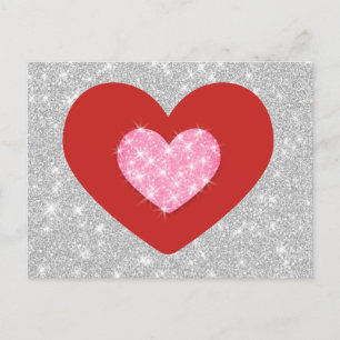 Postal Corazón de amor rosado