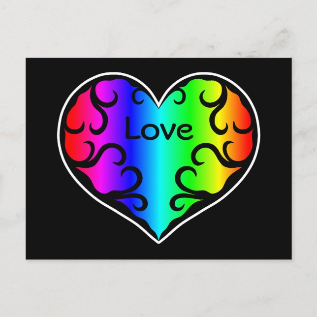 Postal Corazón de arco iris victoriano (Anverso)