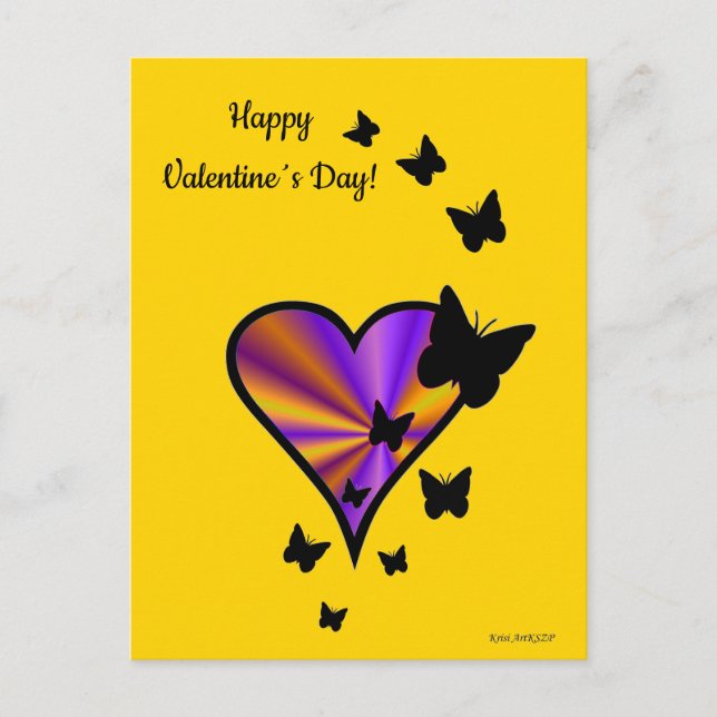 Postal Corazón de Arcoíris y Mariposa (Anverso)