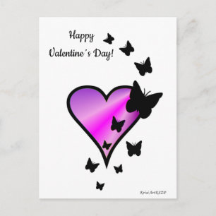 Postal Corazón de Arcoíris y Mariposa