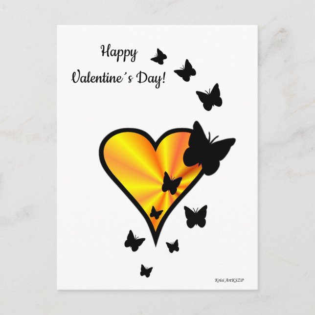 Postal Corazón de Arcoíris y Mariposa (Anverso)