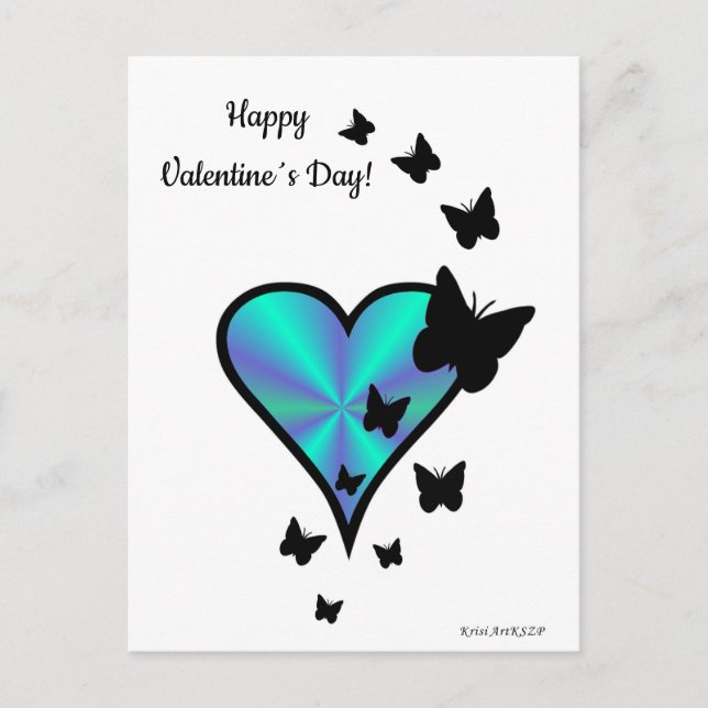 Postal Corazón de Arcoíris y Mariposa (Anverso)