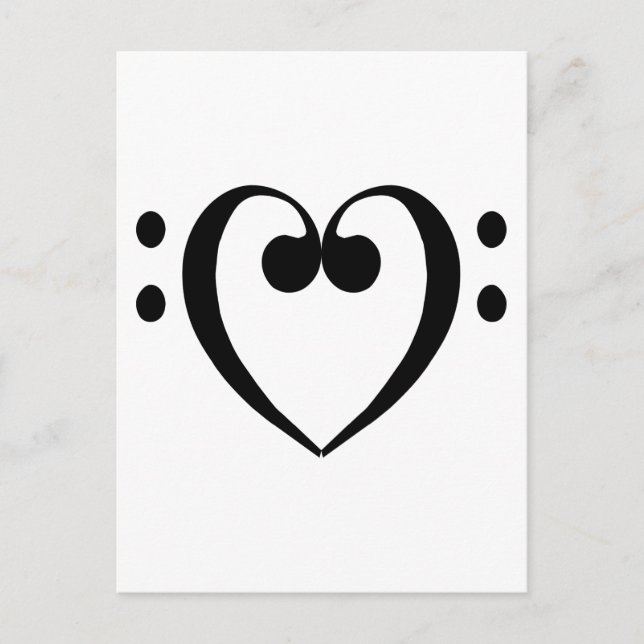 Postal Corazón de arpa de trasero (negro) (Anverso)