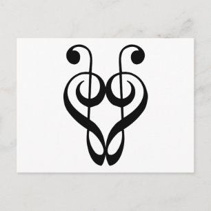 Postal Corazón de arpa de trébol (negro)