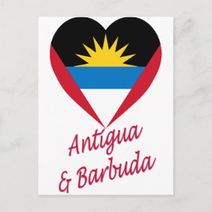 Postal Corazón de bandera de Antigua y Barbuda