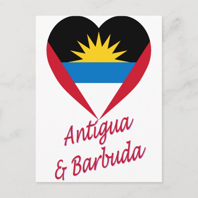 Postal Corazón de bandera de Antigua y Barbuda (Anverso)