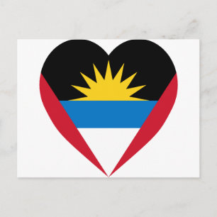 Postal Corazón de bandera de Antigua y Barbuda
