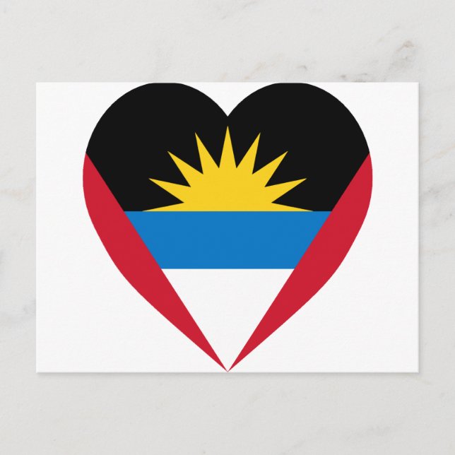 Postal Corazón de bandera de Antigua y Barbuda (Anverso)
