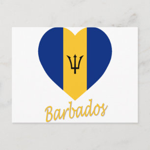 Postal Corazón de bandera de Barbados