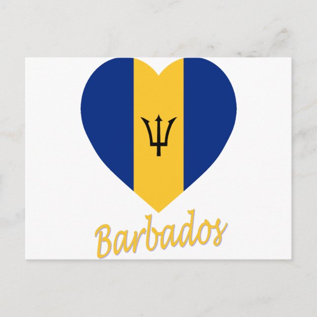Postal Corazón de bandera de Barbados (Anverso)