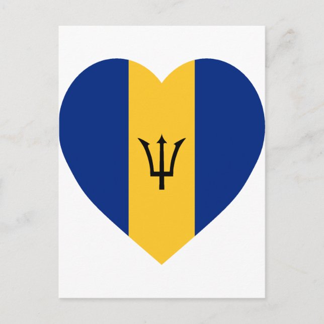 Postal Corazón de bandera de Barbados (Anverso)