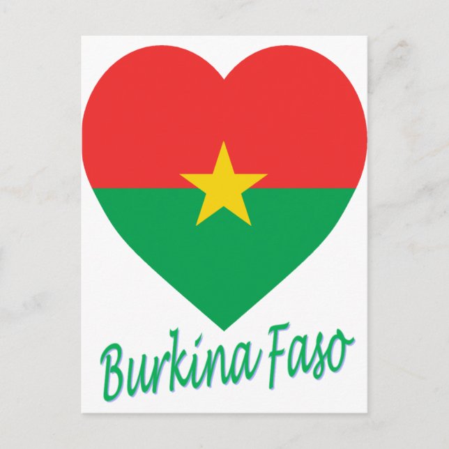 Postal Corazón de bandera de Burkina Faso (Anverso)