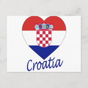 Postal Corazón de bandera de Croacia