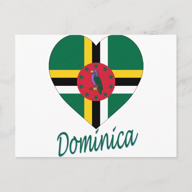 Postal Corazón de bandera de Dominica (Anverso)