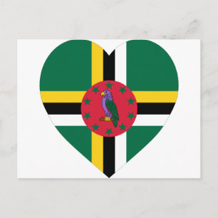 Postal Corazón de bandera de Dominica