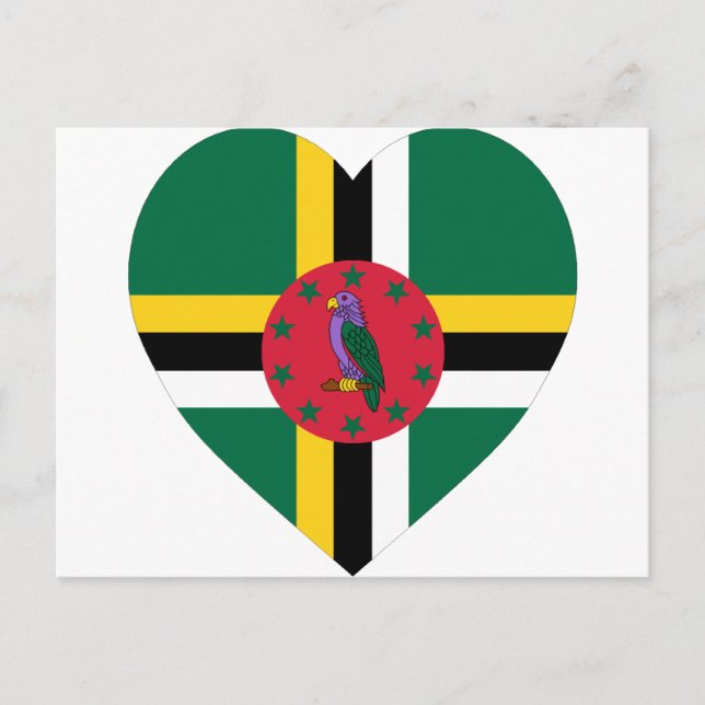Postal Corazón de bandera de Dominica (Anverso)