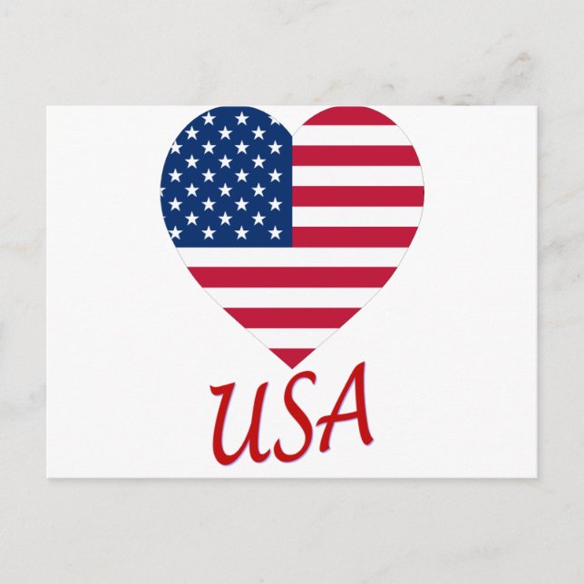 Postal Corazón de bandera de Estados Unidos (Anverso)