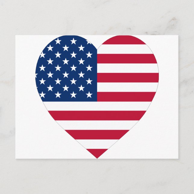 Postal Corazón de bandera de Estados Unidos (Anverso)