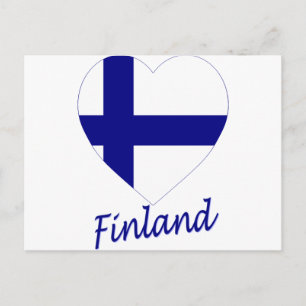 Postal Corazón de bandera de Finlandia
