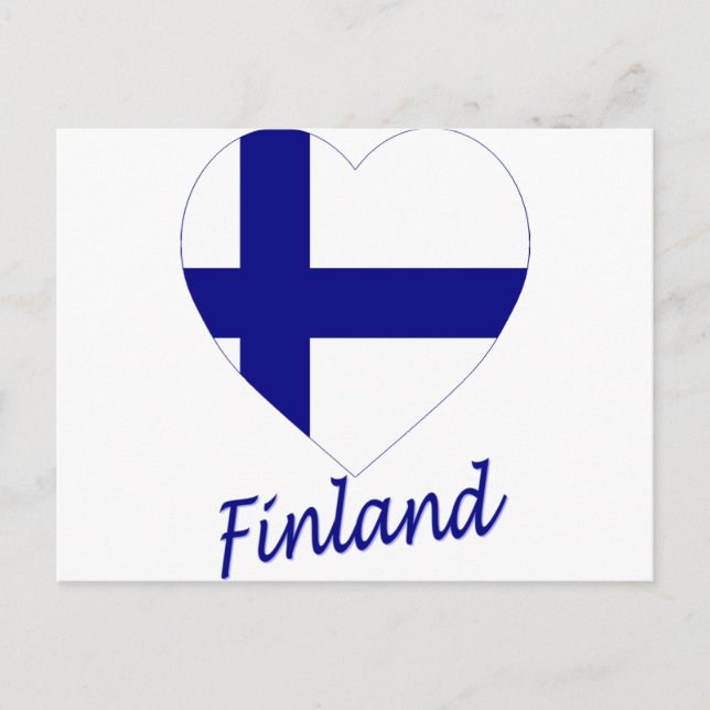 Postal Corazón de bandera de Finlandia (Anverso)
