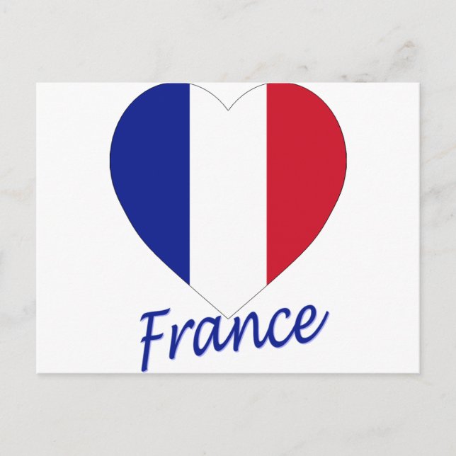Postal Corazón de bandera de Francia (Anverso)