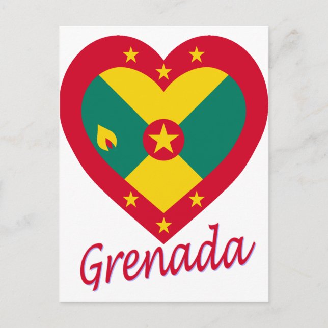 Postal Corazón de bandera de Granada (Anverso)