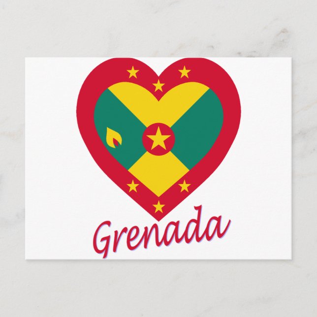 Postal Corazón de bandera de Granada (Anverso)