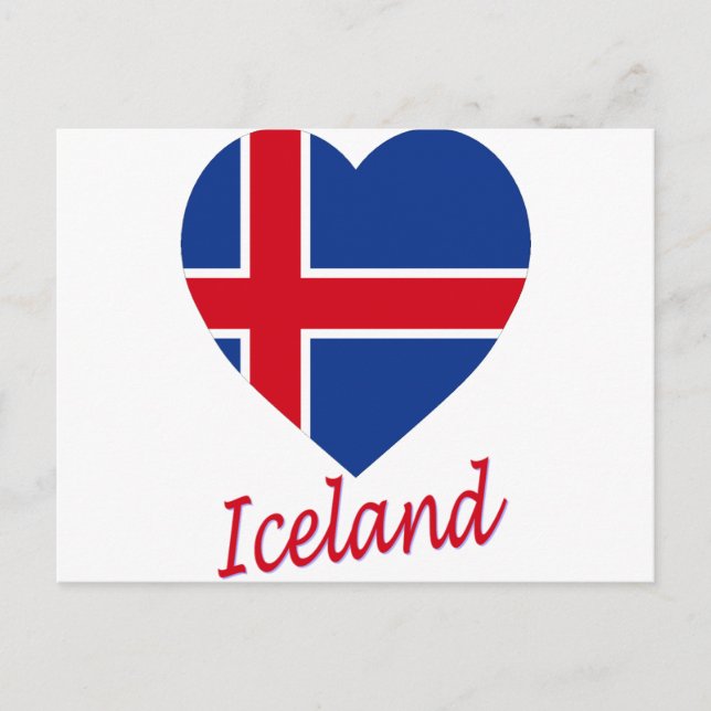 Postal Corazón de bandera de Islandia (Anverso)