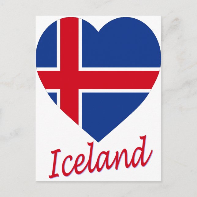 Postal Corazón de bandera de Islandia (Anverso)