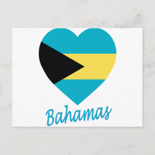Postal Corazón de bandera de las Bahamas