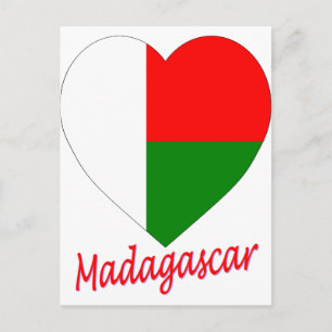 Postal Corazón de bandera de Madagascar