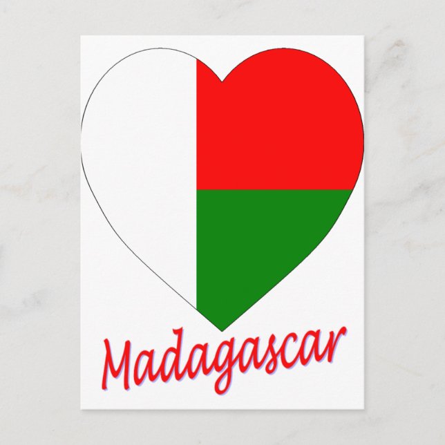 Postal Corazón de bandera de Madagascar (Anverso)