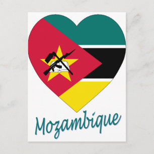 Postal Corazón de bandera de Mozambique
