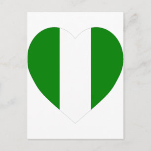 Postal Corazón de bandera de Nigeria