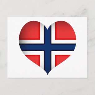 Postal Corazón de bandera de Noruega
