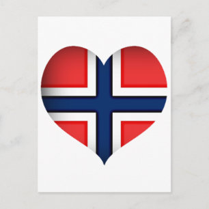 Postal Corazón de bandera de Noruega
