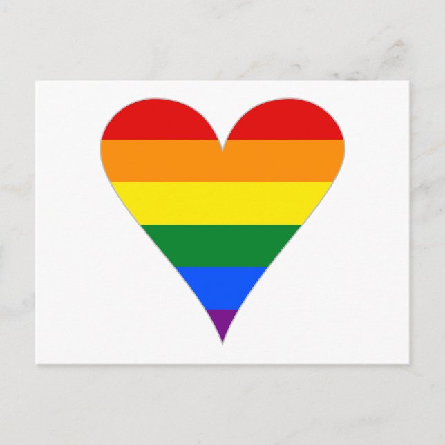 Postal Corazón de bandera de orgullo gay funky - Gris (Anverso)