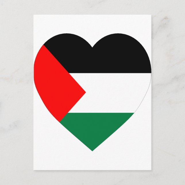 Postal Corazón de bandera de Palestina (Anverso)