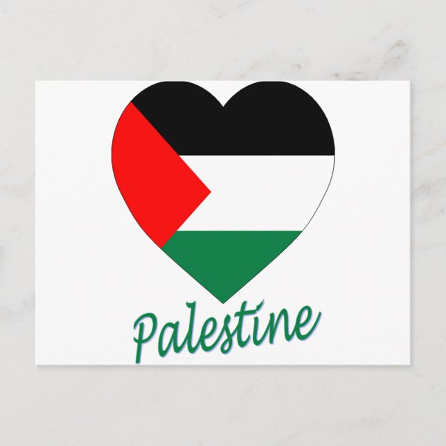 Postal Corazón de bandera de Palestina (Anverso)