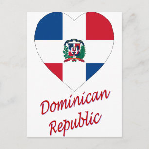 Postal Corazón de bandera de República Dominicana con nom