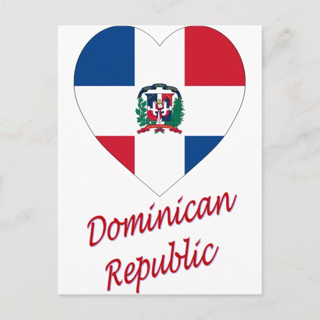 Postal Corazón de bandera de República Dominicana con nom (Anverso)